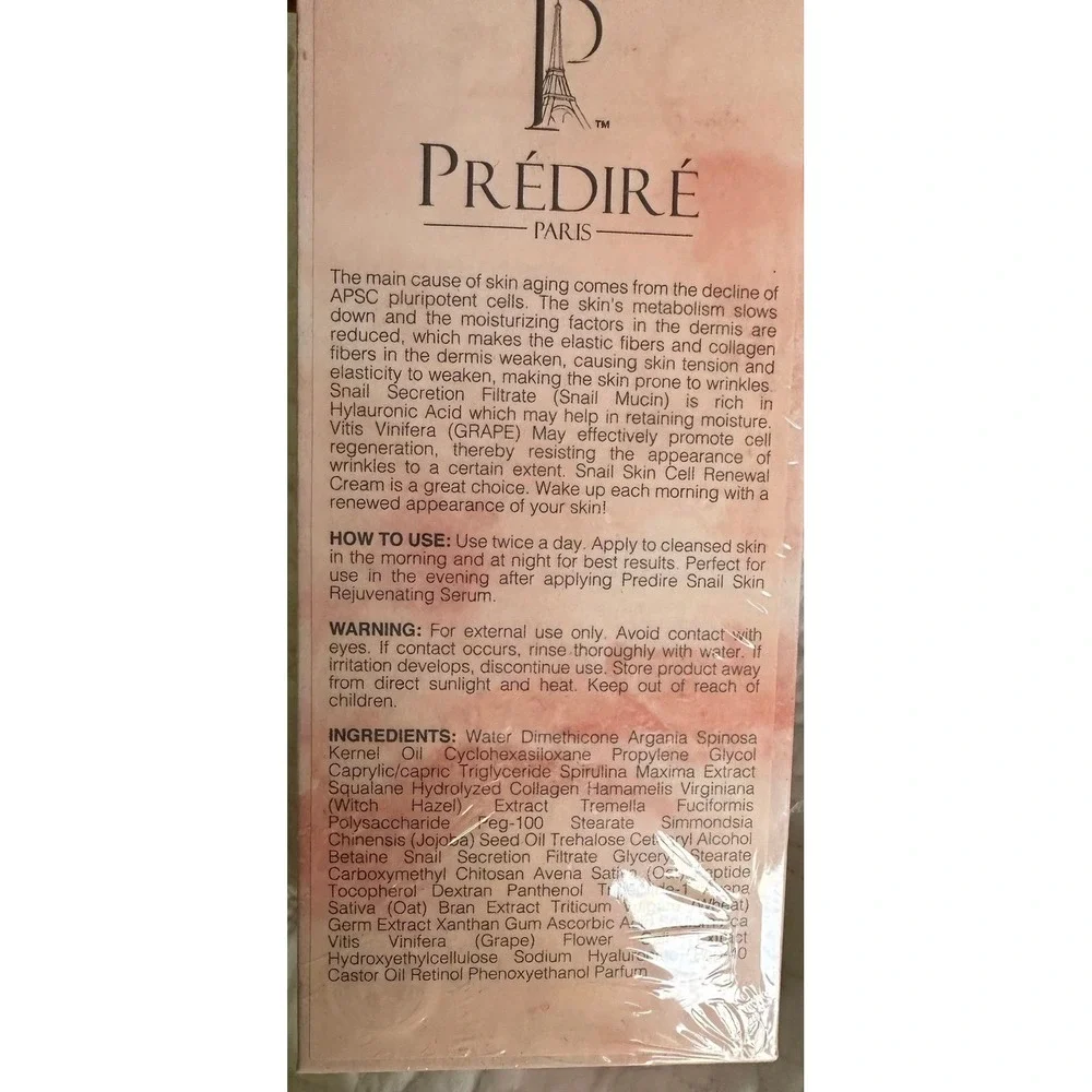 NIB Predire Paris snail anti-aging cell renewal cream. Retails $940‎